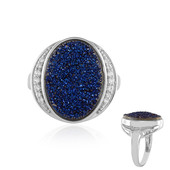 Zilveren ring met een Blauwe Glitter Agaat