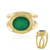 Messing ring met een Groene onyx (Juwelo Style)