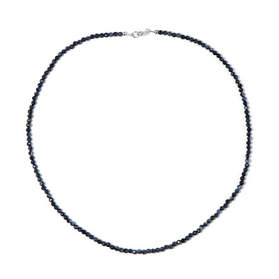 Zilveren halsketting met blauwe saffieren