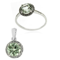 Zilveren ring met groene amethisten