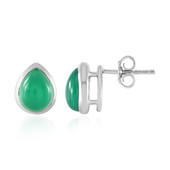 Zilveren oorbellen met groene chalcedoonstenen