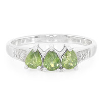 Zilveren ring met AAA Groene saffieren