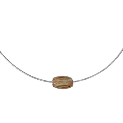 Zilveren halsketting met een Versteend palmhout (MONOSONO COLLECTION)
