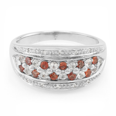 Zilveren ring met oranje saffieren