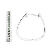 Zilveren oorbellen met groene diamanten