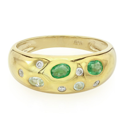 Zilveren ring met Kagem-smaragden