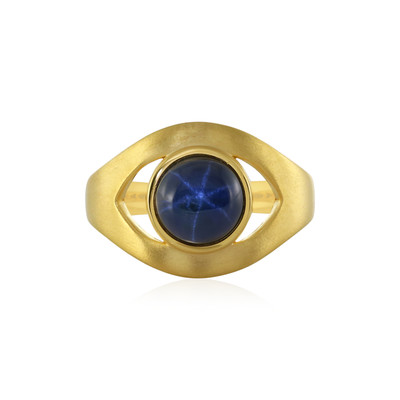 Zilveren ring met een blauwe ster saffier (MONOSONO COLLECTION)