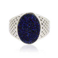 Zilveren ring met een Kobalt Blauwe Gllitter Agaat