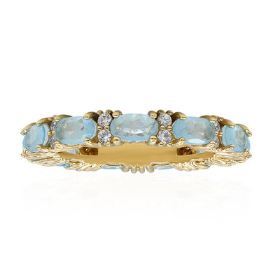 Zilveren ring met Pastelblauwe Kwartskristallen