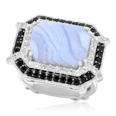 Zilveren ring met een blauwe kant agaat (Dallas Prince Designs)