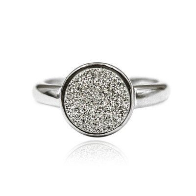Zilveren ring met een zilver glitter kwarts