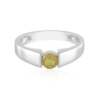 Zilveren ring met een Gele Madagaskar Saffier