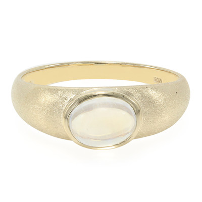 Gouden ring met een AAA regenboog-maansteen