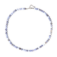 Zilveren halsketting met blauwe kant agaten