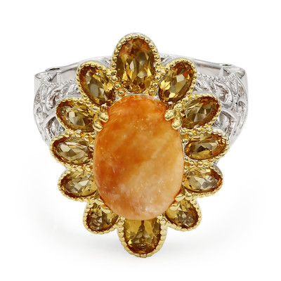 Zilveren ring met een Oranje Steklige Oester (Dallas Prince Designs)