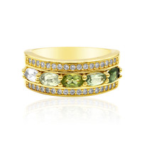 Zilveren ring met groene toermalijnen