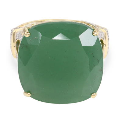Gouden ring met een groene chalcedoon (AMAYANI)