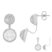 Zilveren oorbellen met witte kwartskristallen (TPC)