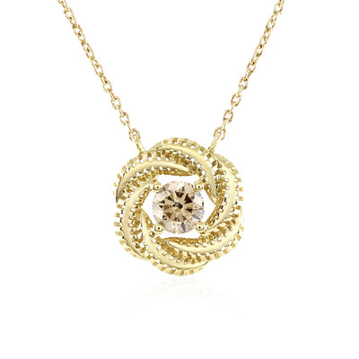 Gouden halsketting met een I1 Champagne diamant  (Ornaments by de Melo)