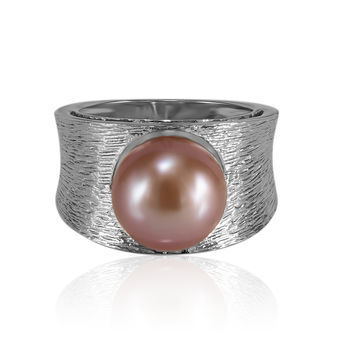 Sieraden Ringen Ringen met meerdere stenen Ruwe onregelmatige parel en roze toermalijnring in goud of zilvertint 