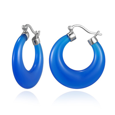 Zilveren oorbellen met Blauwe agaten