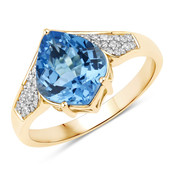 Gouden ring met een Zwitsers-blauwe topaas (SUHANA)