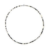 Zilveren halsketting met zwarte rutielkwartskristallen