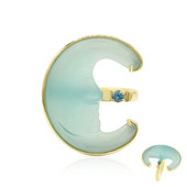 Gouden ring met een Blauwe chalcedoon (Glenn Lehrer)