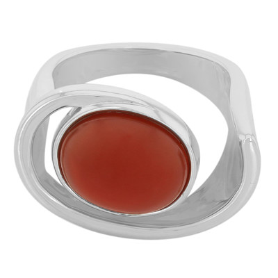 Zilveren ring met een Rode agaat (MONOSONO COLLECTION)