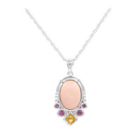 Zilveren halsketting met een roze opaal