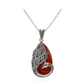 Zilveren halsketting met een Rode agaat