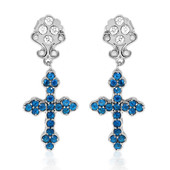 Zilveren oorbellen met neon blauwe apatieten (Dallas Prince Designs)