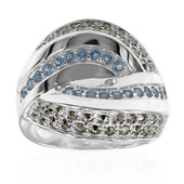 Zilveren ring met Zwitsers-blauwe topaasstenen (Annette classic)