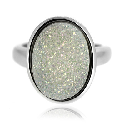 Zilveren ring met een Parelschiittering Glitter Agaat