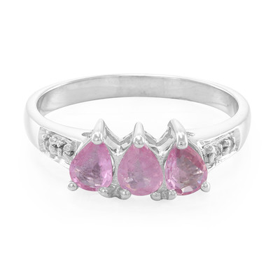 Zilveren ring met roze saffieren