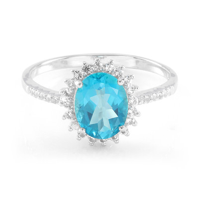 Zilveren ring met een Paraiba-blauwe topaas