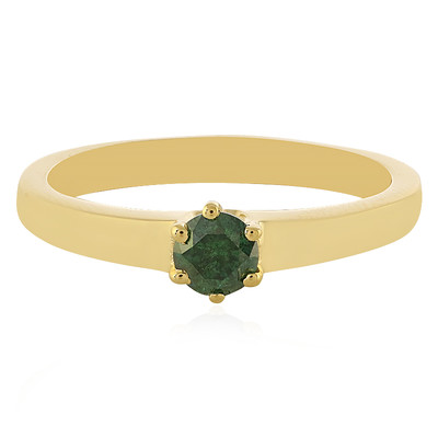 Zilveren ring met een I3 Groene Diamant