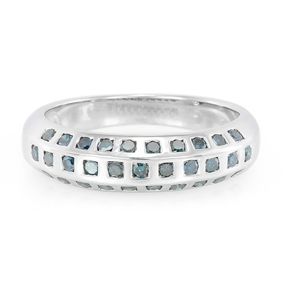 Zilveren ring met Koningsblauwe diamanten