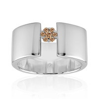 Zilveren ring met een SI1 Argyle Rose De France Diamant