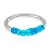Zilveren ring met Neonblauwe Opalen