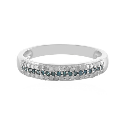 Zilveren ring met I4 Blauwe DIamanten