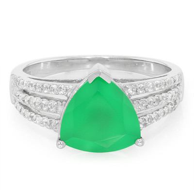 Zilveren ring met een groene chalcedoon