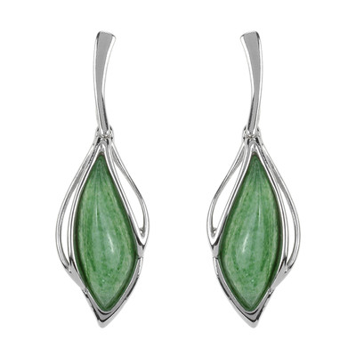 Zilveren oorbellen met groene kwartskristallen (dagen)