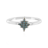 Zilveren ring met blauwe SI1 diamanten