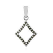Zilveren hanger met I3 Groene Diamanten