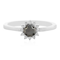 Zilveren ring met een zwarte diamant