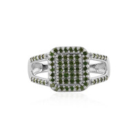 Zilveren ring met I3 Groene Diamanten