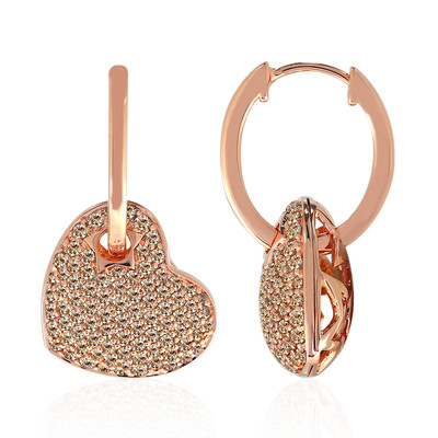 Gouden oorbellen met SI1 Argyle Rose De France Diamanten (Annette)