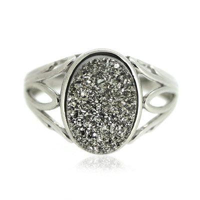 Zilveren ring met een Platinum Glitter Agaat