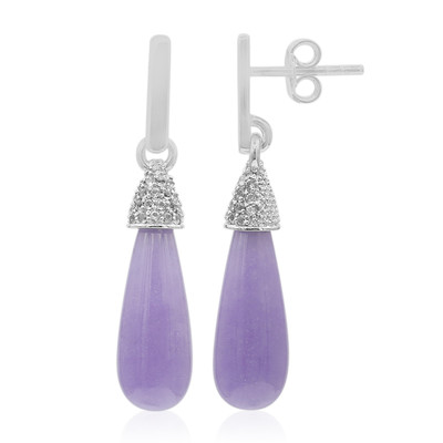 Zilveren oorbellen met Lavendel jadeiet
